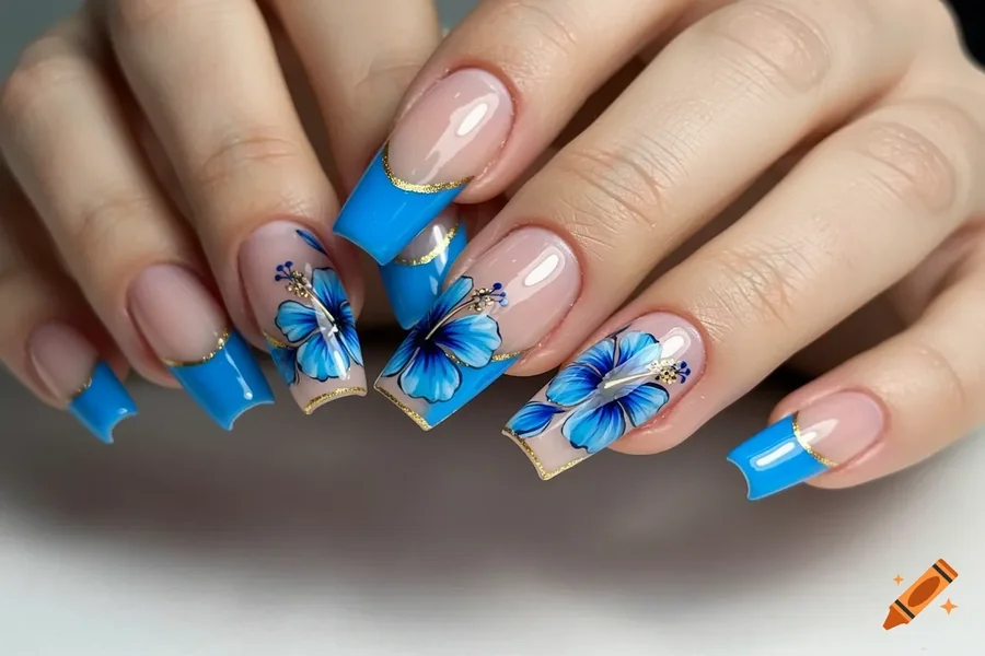 Baby Blue French Tip Nails